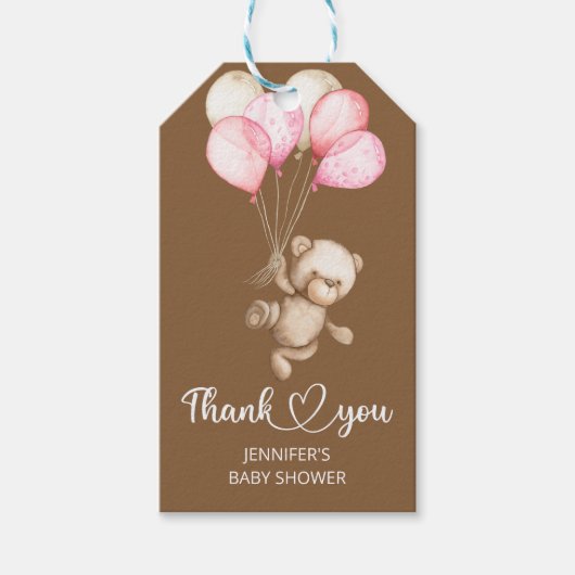 テディベアベビーベビーシャワーギフトラベル ギフトタグ (正面)
