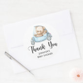 テディベアベビーベビーシャワークラシックラウンドスティ ラウンドシール (封筒)