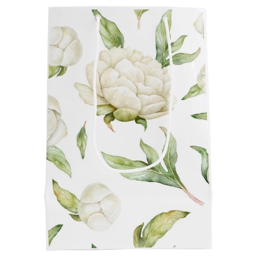 テディベアベビーベビーシャワーコレクションメディア ミディアムペーパーバッグ (裏面)