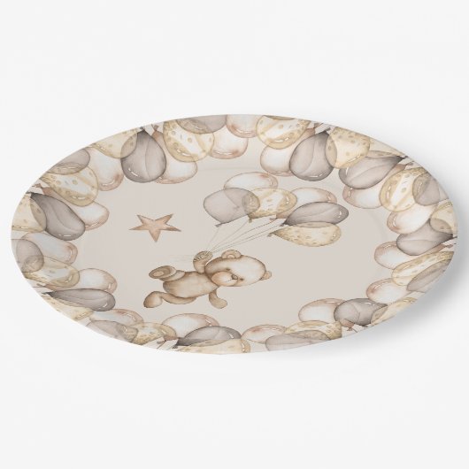 テディベアベビーベビーシャワージェンダー神経痛 ペーパープレート (アングル)