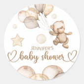 テディベアベビーベビーシャワーバルーン ラウンドシール (正面)