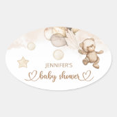 テディベアベビーベビーシャワーバルーン 楕円形シール (正面)