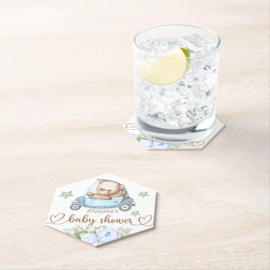 テディベアベビーベビーシャワーフローラ紙 ペーパーコースター (インサイチュ)