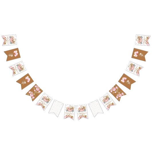 テディベアベビーベビーシャワーフローラ バンティングフラッグ (全)