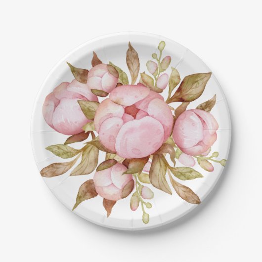 テディベアベビーベビーシャワーフローラ ペーパープレート (正面)