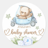 テディベアベビーベビーシャワーフローラ ラウンドシール (正面)