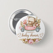 テディベアベビーベビーシャワーフローラ 缶バッジ (正面&裏面)