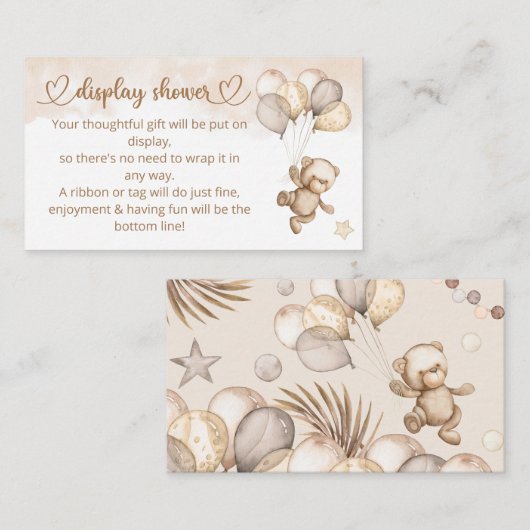 テディベアベビーベビーシャワー エンクロージャーカード (正面/裏面)