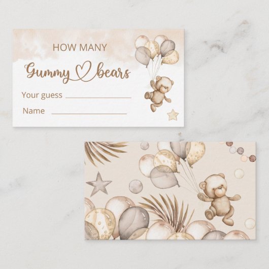 テディベアベビーベビーシャワー エンクロージャーカード (正面/裏面)