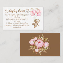 テディベアベビーベビーシャワー エンクロージャーカード