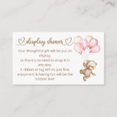 テディベアベビーベビーシャワー エンクロージャーカード (正面)