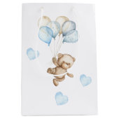 テディベアベビーベビーシャワー ミディアムペーパーバッグ (正面)