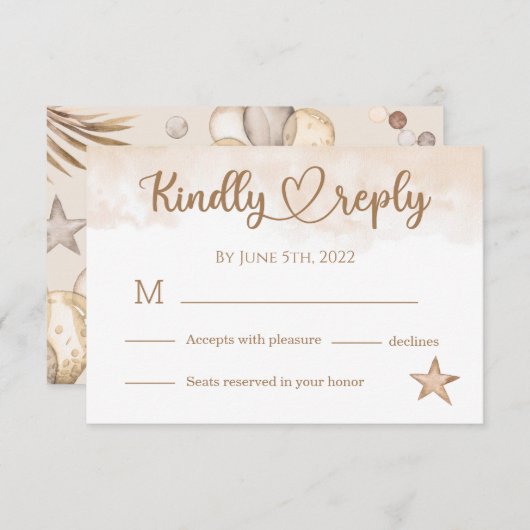 テディベアベビーベビーシャワー 出欠カード (正面/裏面)