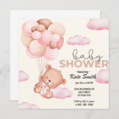 テディベアベビーベビーシャワー 案内状 (正面/裏面)
