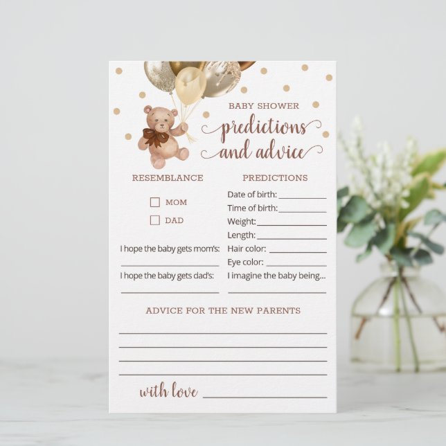 テディベアベビー予測とアドバイスベビーシャワー (スタンド正面)