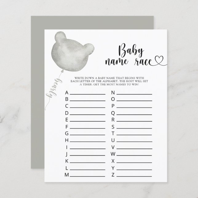 テディベアベビー名レースゲーム (正面/裏面)