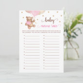 テディベアベビー名レースベビーシャワーゲームカード 招待状 (スタンド正面)