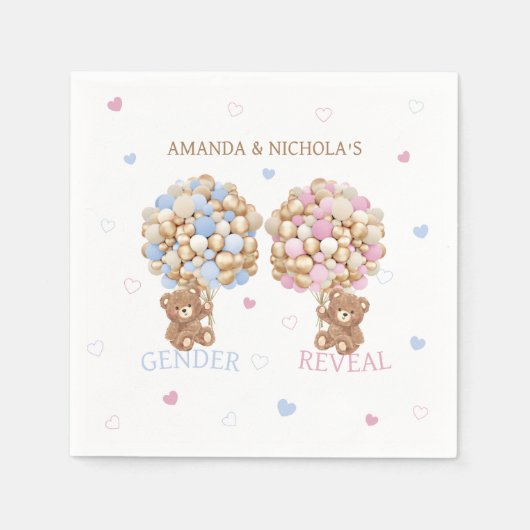 テディベアベビー性リビール スタンダードカクテルナプキン (正面)