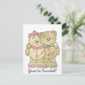 テディベアペア-オリジナルの色 招待状 (スタンド正面)