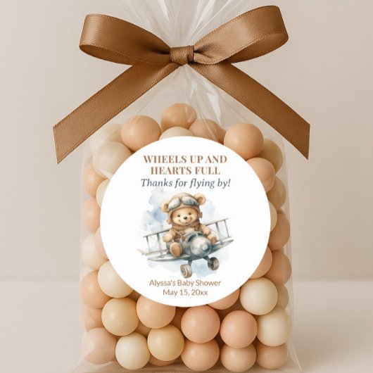 テディベアホイールアップハートフル ラウンドシール