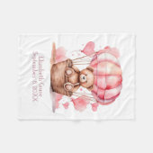 テディベアホットエアバルーンピンクガールギフトベビー フリースブランケット (正面(横))