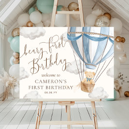 テディベアホットエアバルーンベアリー第1誕生日 ポスター