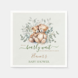 テディベアボホツインズベビー男女兼用シャワー スタンダードカクテルナプキン