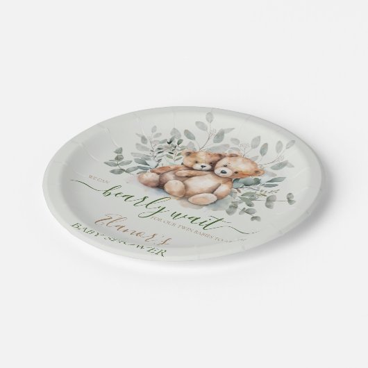 テディベアボホツインズベビー男女兼用シャワー ペーパープレート (アングル)