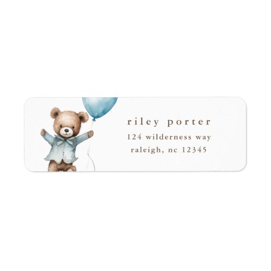 テディベアボーイズ赤ちゃんシャワー差出人住所 ラベル (正面)