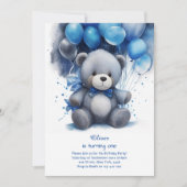 テディベアボーイファースト誕生日招待状 招待状 (正面)