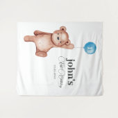 テディベアボーイファースト誕生日 タペストリー (正面(横))