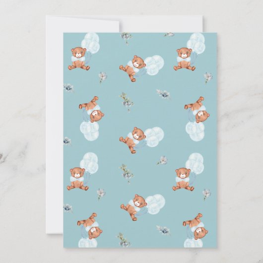 テディベアボーイベビーシャワー招待状 招待状 (裏面)
