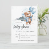 テディベアボーイベビーシャワー招待状 招待状 (スタンド正面)