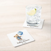 テディベアボーイベビーシャワー紙コースター スクエアペーパーコースター (インサイチュ)