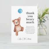 テディベアボーイ赤ちゃんシャワーサンキューカード サンキューカード (スタンド正面)