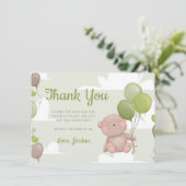 テディベアボーイ赤ちゃんシャワーサンキューカード 招待状 (スタンド正面)