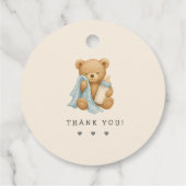 テディベアボーイ赤ちゃんシャワーメッセージカード フェイバータグ (裏面)