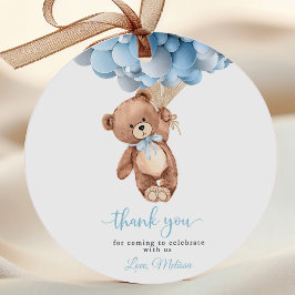 テディベアボーイ赤ちゃんシャワーメッセージカード フェイバータグ