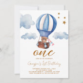 テディベアボーイ1st誕生日招待状 招待状 (正面)