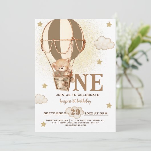 テディベアボーイ1ST誕生日 招待状 (スタンド正面)