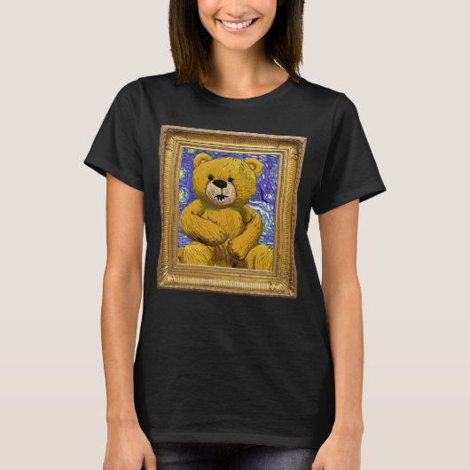 テディベアポスト印象主義アートアーティスト絵を描 Tシャツ (正面)