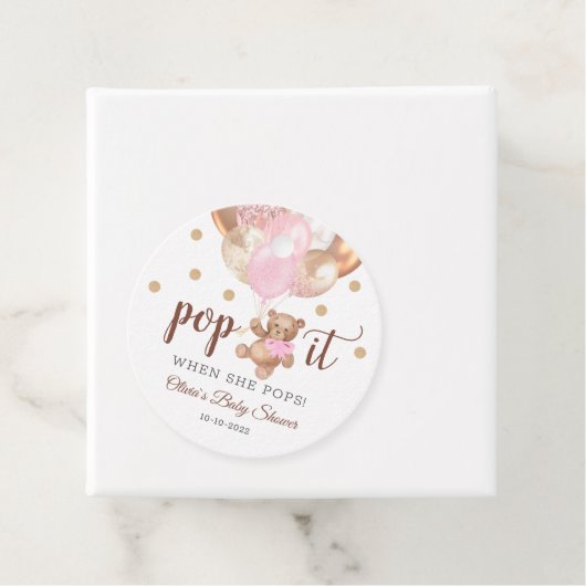 テディベアポップ・アートのベビーシャワーお願いギフトラベル フェイバータグ