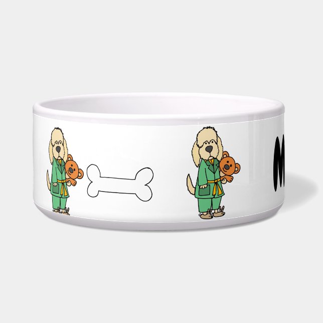 テディベアマンガを使ったかわいいラブラドル犬 ボウル (左)