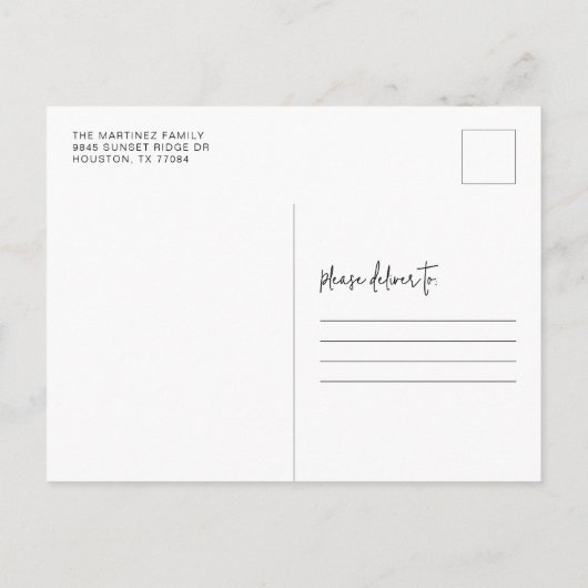 テディベアミニマリストベビーシャワー招待状 ポストカード (裏面)