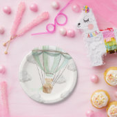 テディベアミントグリーンホットエアバルーン ペーパープレート (パーティー)