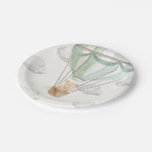 テディベアミントグリーンホットエアバルーン ペーパープレート (アングル)