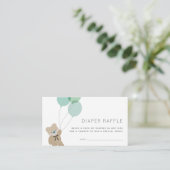 テディベアミントベイビーシャワーおむつラッフルチケット エンクロージャーカード (スタンド正面)