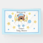 テディベアムーンスターズ男の赤ちゃんシャワーウェルカムサイン 横断幕 (横)