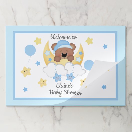 テディベアムーンスターズ男の赤ちゃんシャワープレイスマット ペーパーパッド (折り畳み)