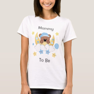 テディベアムーンスターズ男の赤ちゃんシャワーママになる Tシャツ